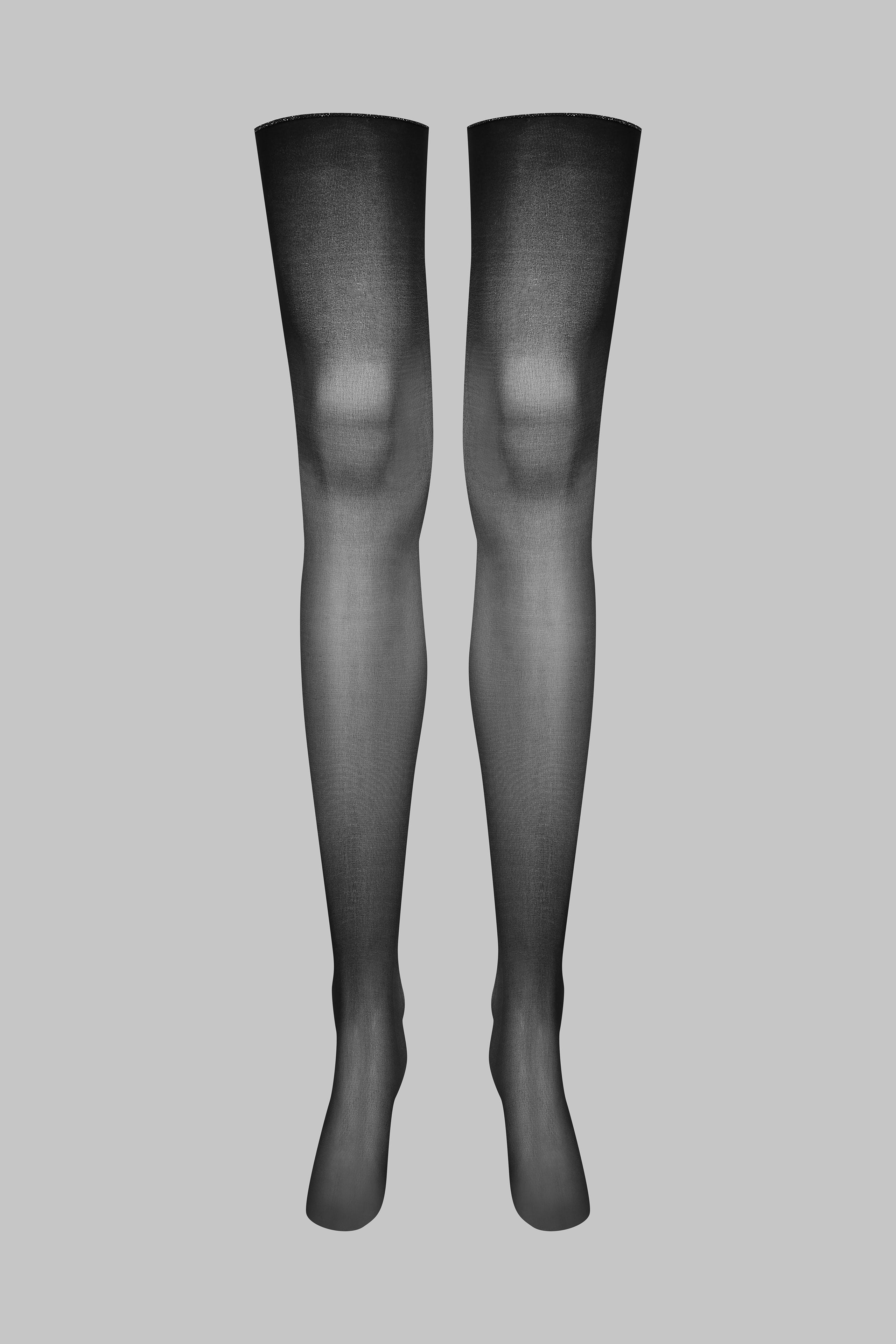 Bas coupés roulés coutures Lurex 20D - Noir/Argent - Legwear
