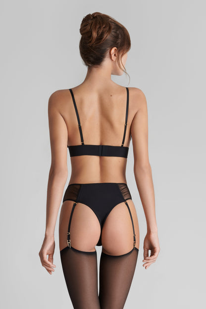 Tanga Ouvrable Porte-jarretelles - Nuit Fauve