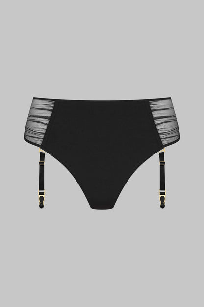 Tanga Ouvrable Porte-jarretelles - Nuit Fauve