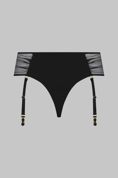 Tanga Ouvrable Porte-jarretelles - Nuit Fauve