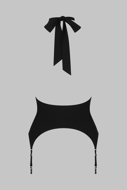 Foulard-Top mit Strumpfhaltern - Nuit Fauve
