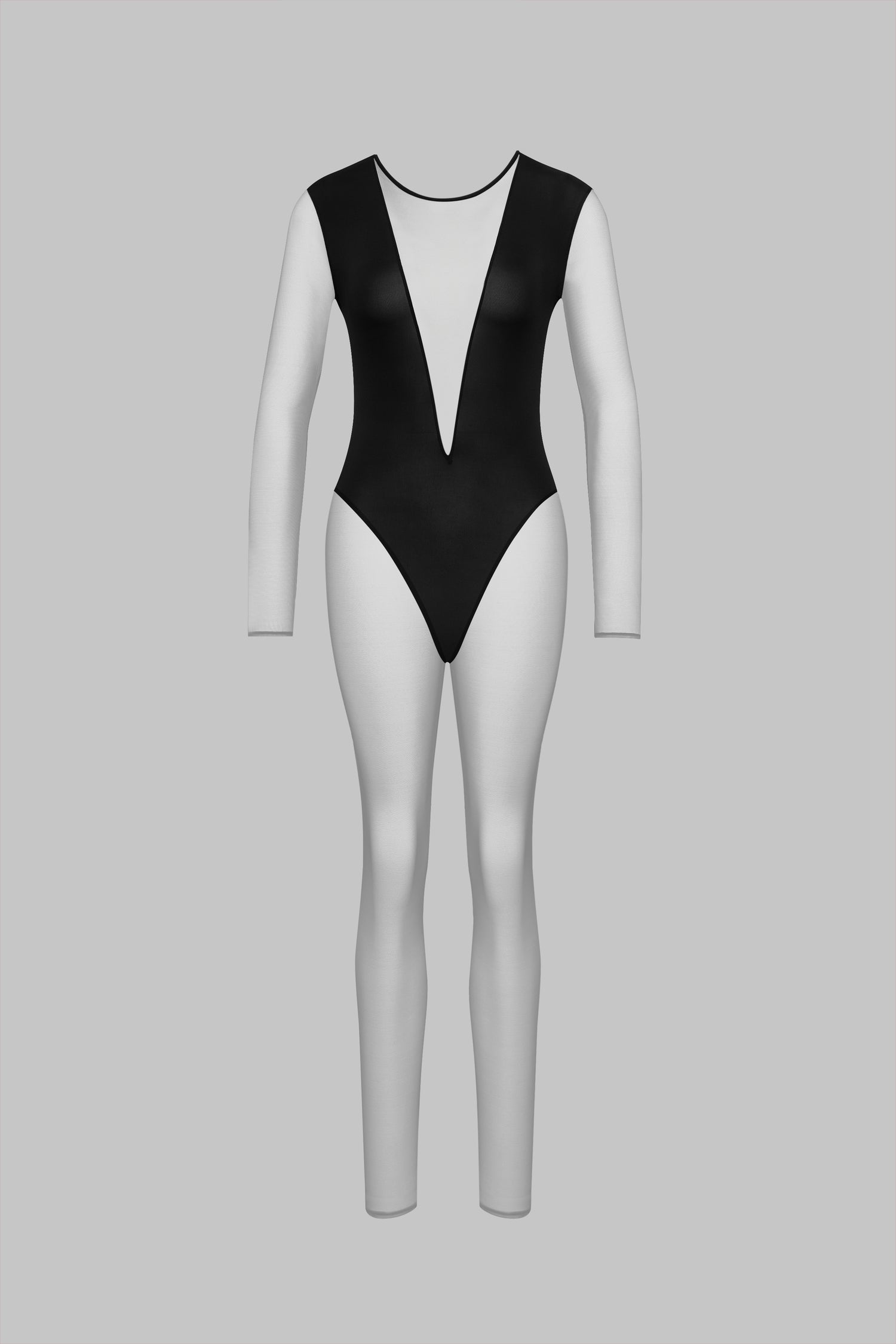 V-Neck Long Sleeve Catsuit - Pure Tentation