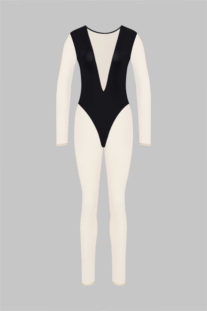 Catsuit con scollo a V e maniche lunghe - Pure Tentation