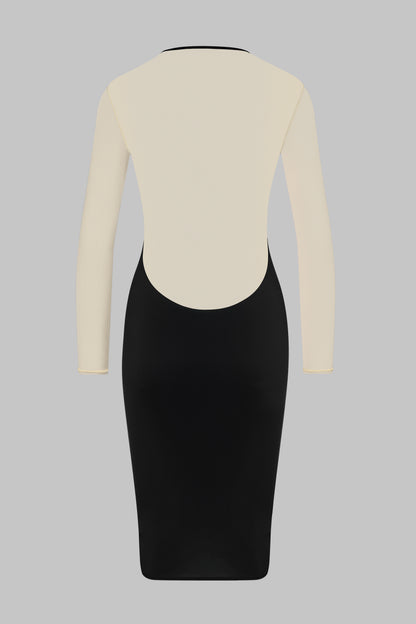 Abito midi con scollo a V e maniche lunghe - Pure Tentation