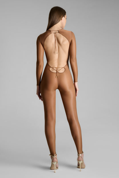 Open back long sleeve jumpsuit - French Kiss Light