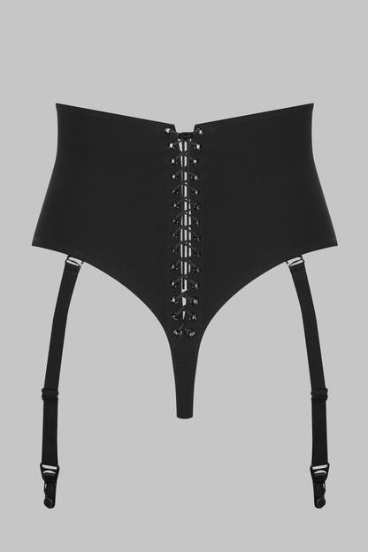 Tanga taille haute porte-jarretelle - Nuit Infinie