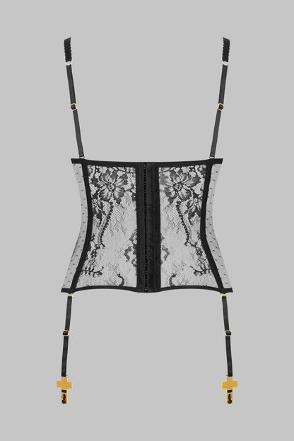 Corset Dentelle Porte-jarretelles Croix - Inspiration Divine