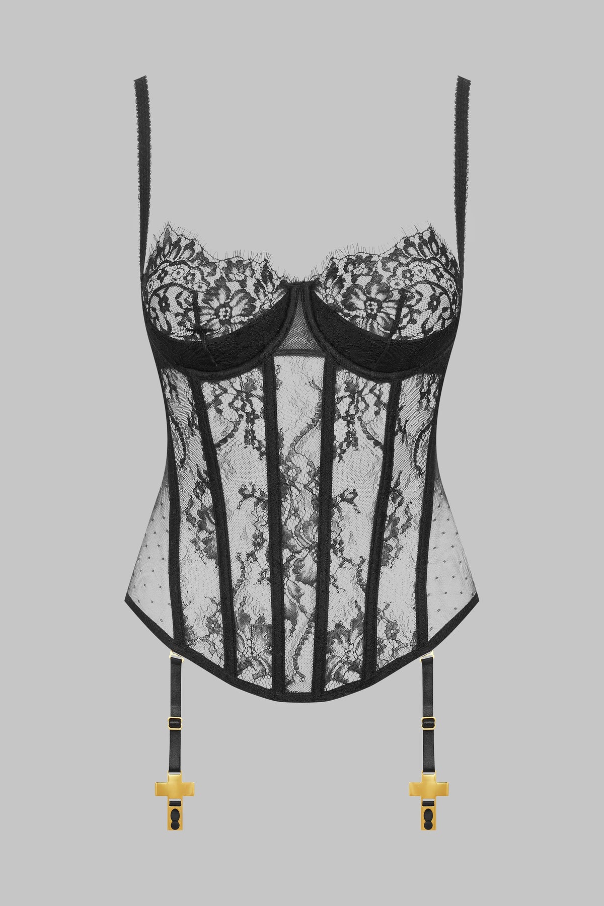 Corset Dentelle Porte-jarretelles Croix - Inspiration Divine