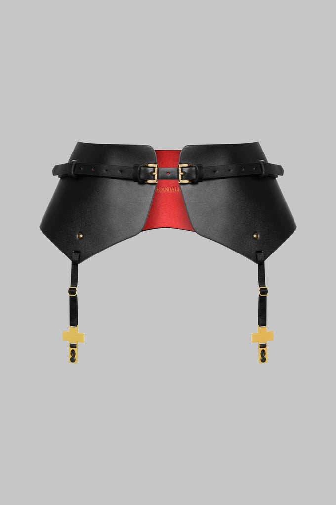 Ceinture Porte-jarretelles Cuir Croix - Inspiration Divine