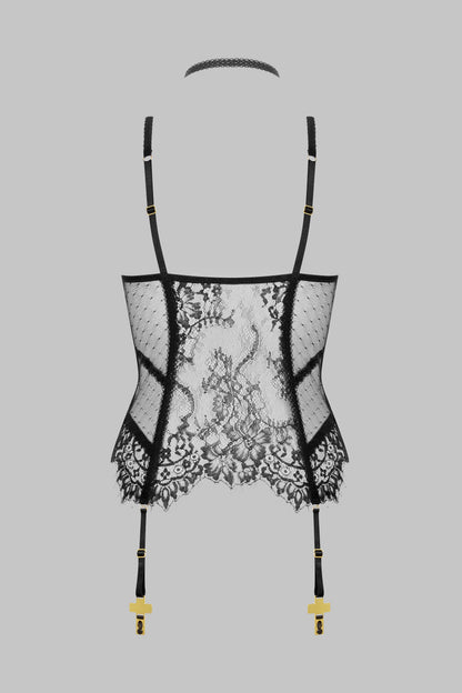 Corsetto aperto con giarrettelle Croce e harness - Inspiration Divine