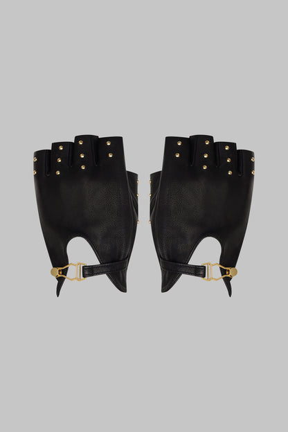 Studded leather mittens