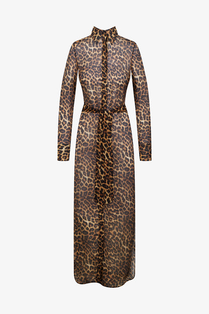 Langes Hemdblusenkleid - Safari