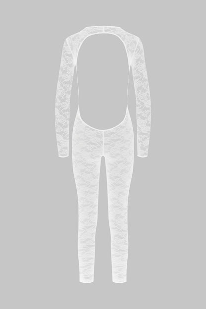 Langärmliger Jumpsuit mit offenem Rücken - Flashback