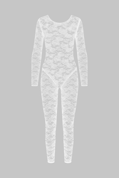 Langärmliger Jumpsuit mit offenem Rücken - Flashback