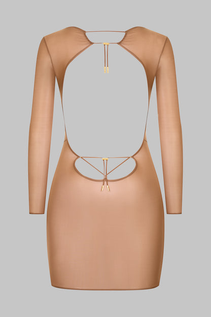 Short Open Back Long Sleeve Dress - French Kiss Light