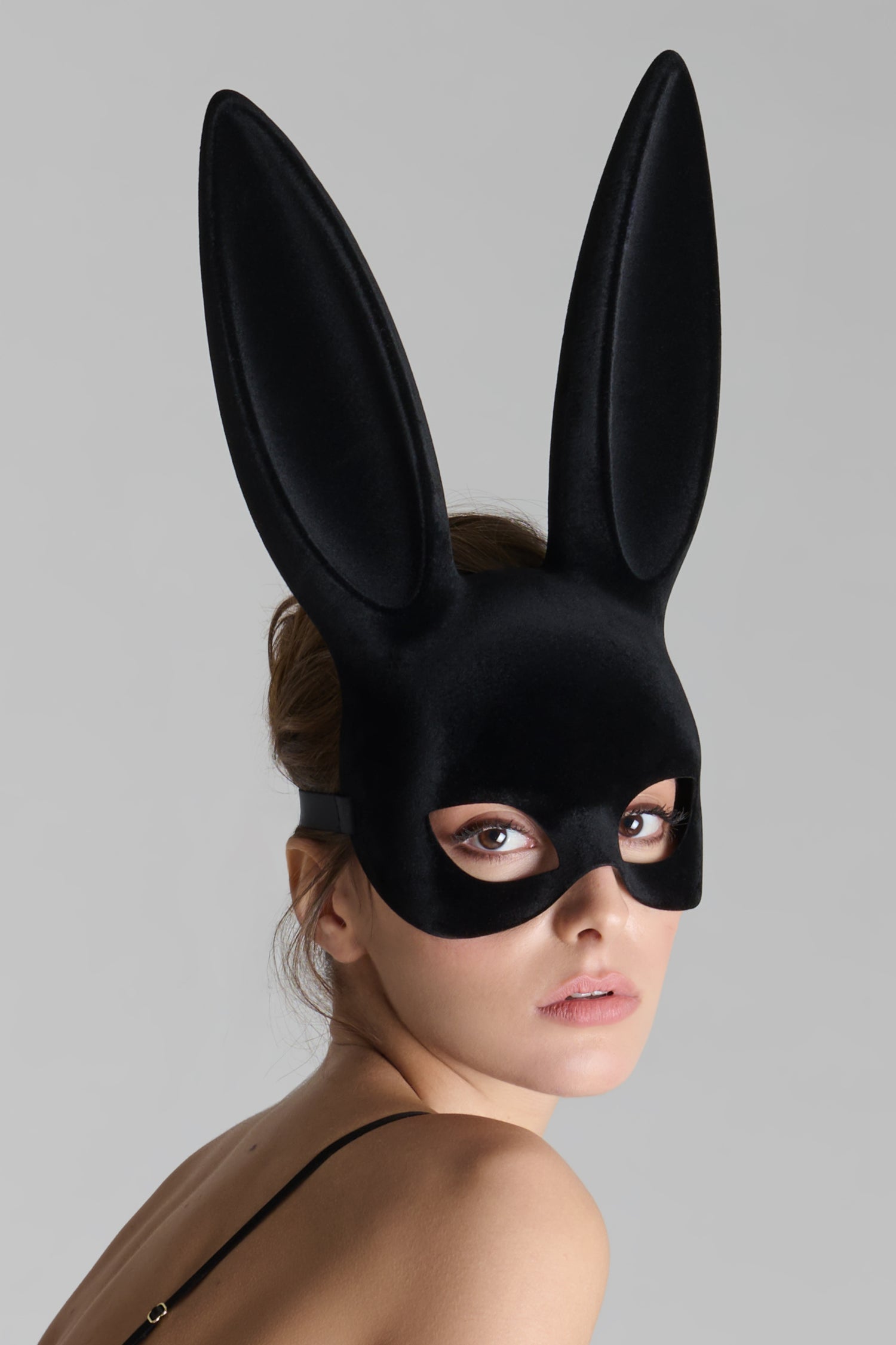 Maschera Coniglio in Velluto con Pompon - Bunny