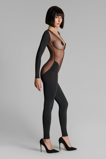 Catsuit con Maniche Lunghe e Schiena Trasparente - Pure Tentation
