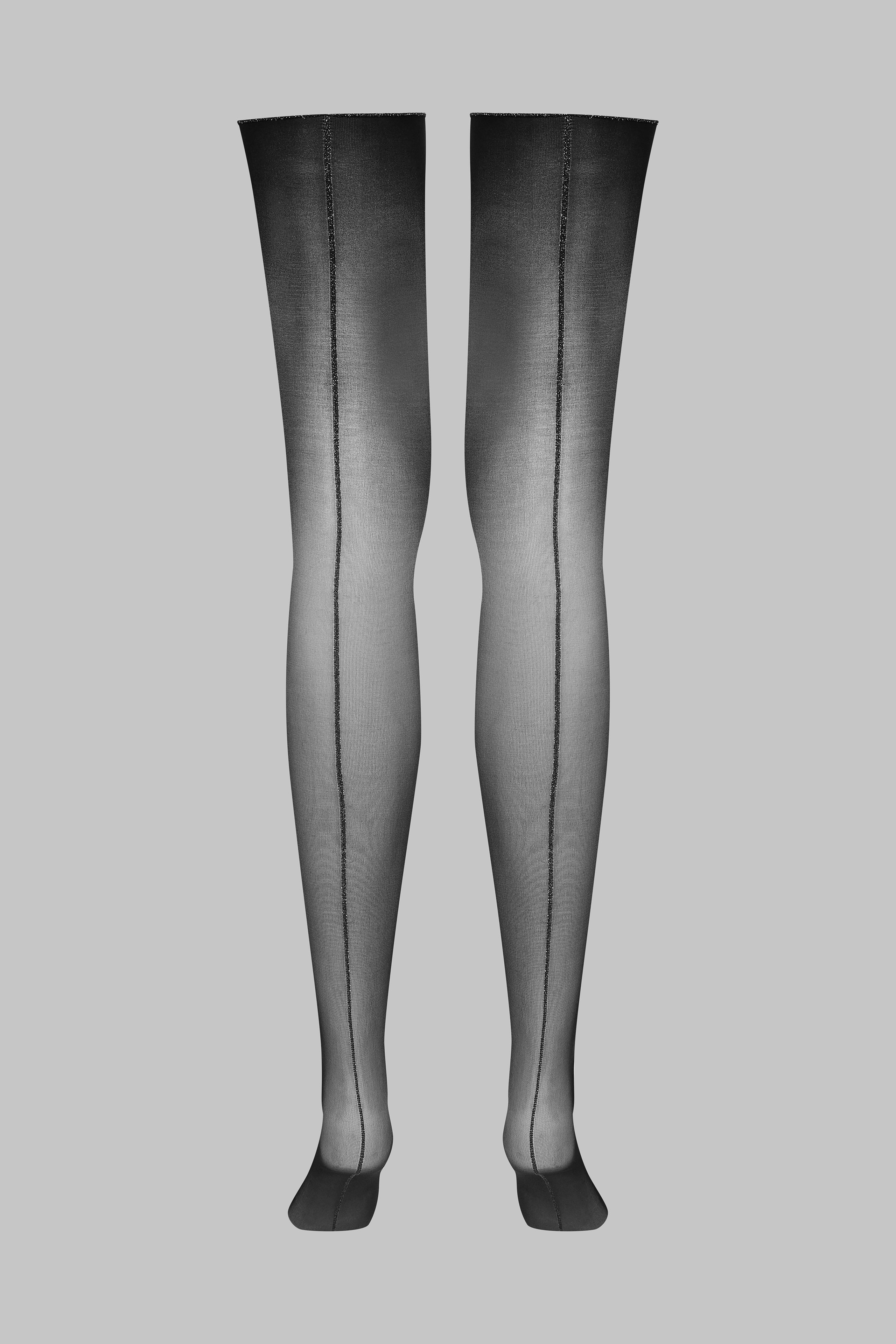 Bas coupés roulés coutures Lurex 20D - Noir/Argent - Legwear