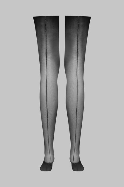 Bas coupés roulés coutures Lurex 20D - Noir/Argent - Legwear