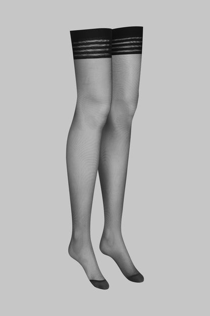 Netzstrümpfe oben gestreift 20D - Legwear